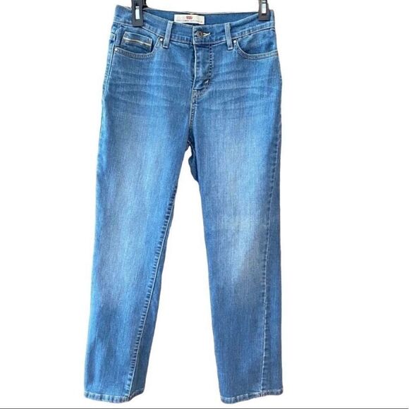 Levi’s 512 Sz 6S Blue Denim Straight Leg Perfectly Slimming Jeans - Picture 1 of 9